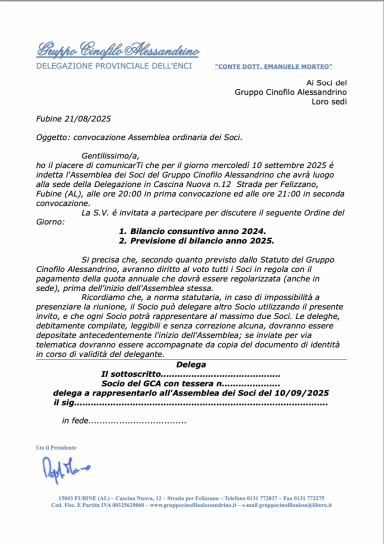 Convocazione assemblea